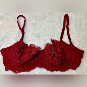 Victoria’s Secret Dream Angels Lace Push Up Without Padding Bra Dark Red 34D